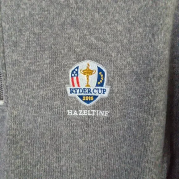 Peter Millar Ryder Cup 2016 Hazeltine Sweater Mens M Gray 1/4 Zip - Picture 2 of 10